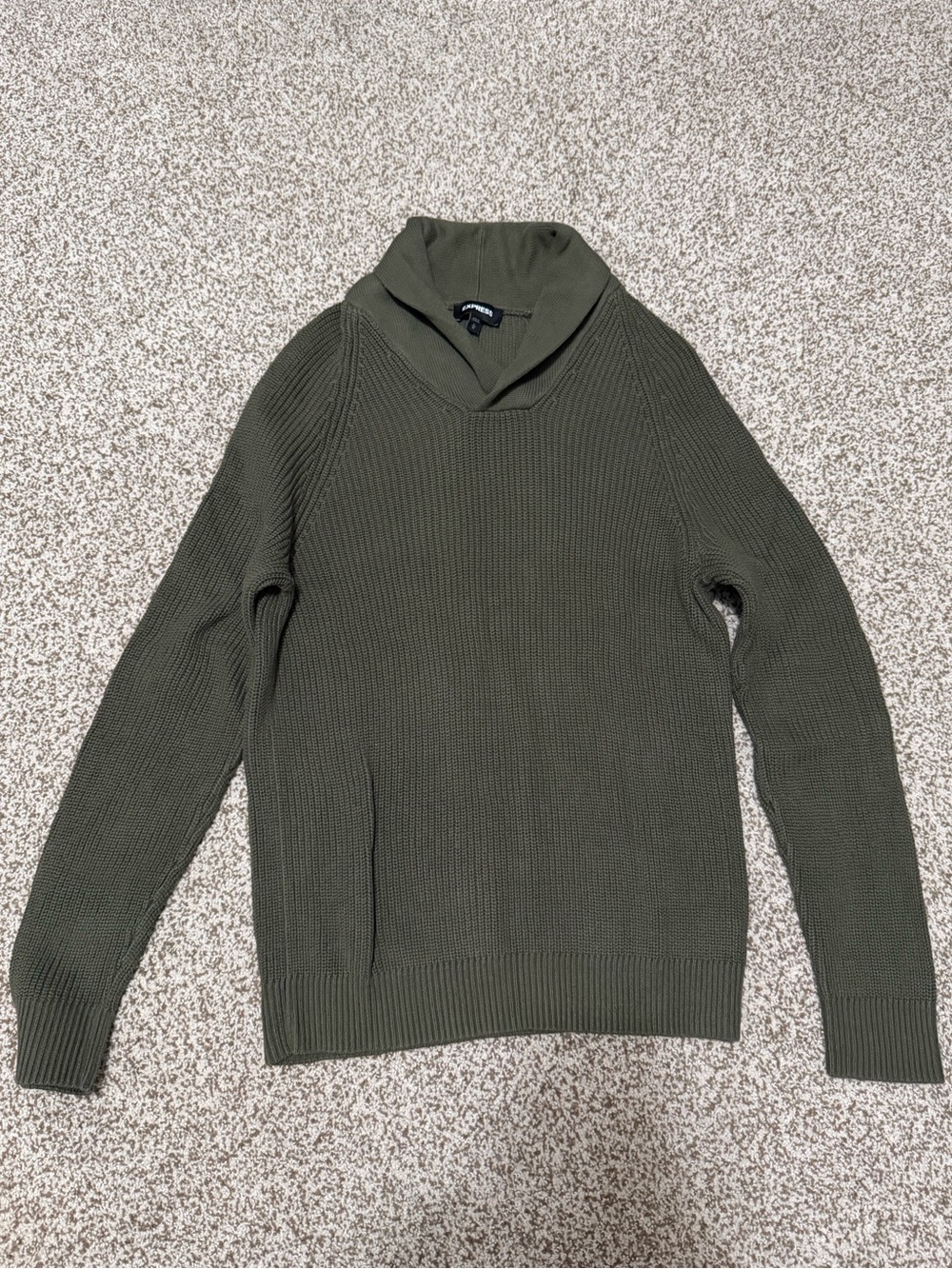 Express Men's Olive Shawl Collar Knit Sweater | Size M